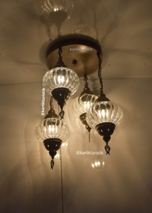 Flush Mount Ceiling Fixture 4 Pyrex Glass Handmade Vintage style for house ,Hotel Chandelier,Living Room hanging Lights