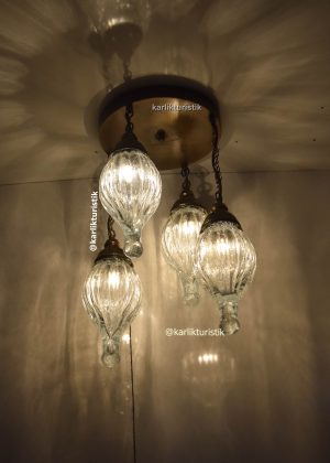 Flush Mount Ceiling Fixture 4 Rain Drop Blowing Glass Handmade Vintage style for house ,Hotel Chandelier,Living Room hanging Lights