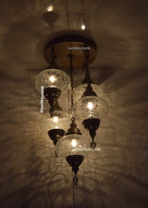 Flush Mount Ceiling Fixture 4 +1Cracked  Light  Handmade Vintage style for house ,Hotel Chandelier,Living Room hanging Lights