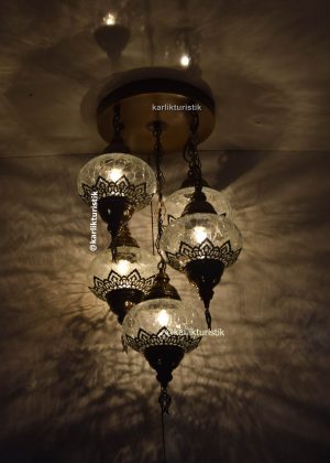 Flush Mount Ceiling Fixture 4+1 Cracked  Light with laser  Handmade Vintage style for house ,Hotel Chandelier,Living Room