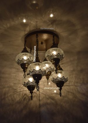 Flush Mount Ceiling Fixture 6 Cracked with laser glass Light  Handmade Vintage style for house ,Hotel Chandelier,Living Room hanging Lights