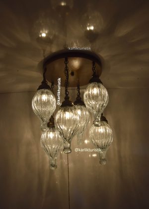 Flush Mount Ceiling Fixture 6 Rain Drop Blowing glass Light  Handmade Vintage style for house ,Hotel Chandelier,Living Room hanging Lights