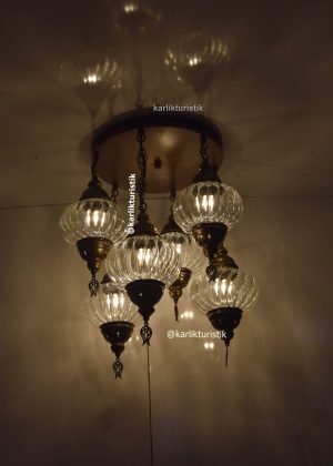 Flush Mount Ceiling Fixture 6 Pyrex glass Light  Handmade Vintage style for house ,Hotel Chandelier,Living Room hanging Lights