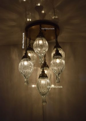 Flush Mount Ceiling Fixture 6+1 Blowing glass Light  Handmade Vintage style for house ,Hotel Chandelier