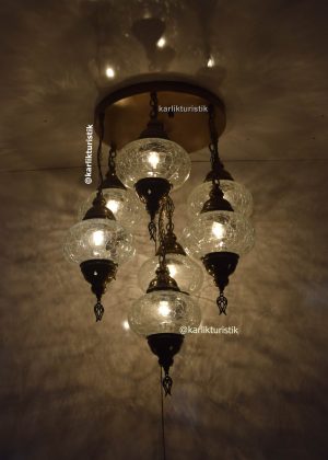 Flush Mount Ceiling Fixture 6+1 Cracked  Light  Handmade Vintage style for house ,Hotel Chandelier,Living Room hanging Light