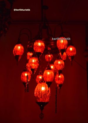 red rustic 17blowing glass-arm chandelier ceiling lamp for lobbies, cafes, restaurants, or grand home