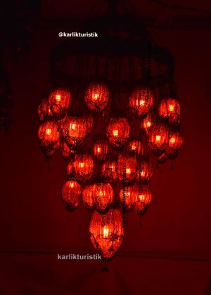 Handcrafted Chandelier 31 Blowing Glass Filigree Art Unique Desing Ottoman Light Fixture filigree art for cafe restaurant- F-L-C-907 RED