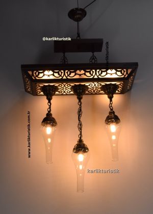 Modern Classic Ottoman Style 3 oil lamp glass glass Pendant Dining Table Chandelier – Handcrafted Turkish Lamp Set, Decorative Countertop & Restaurant Hanging Light