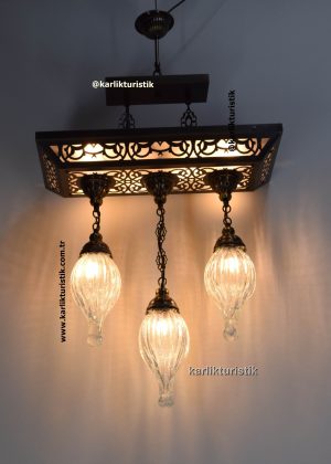 Modern Classic Ottoman Style 3 raindrop glass Pendant Dining Table Chandelier – Handcrafted Turkish Lamp Set, Decorative Countertop & Restaurant Hanging Light