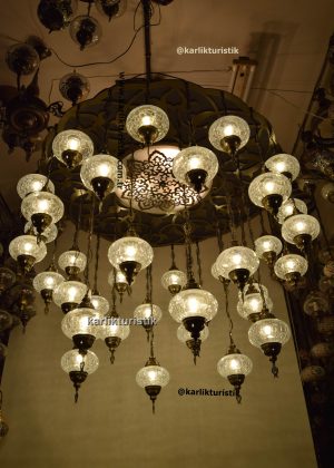 Extra Large Clear Crackle Glass Chandelier - 34 Globe Crystal Shimmer Grand Series